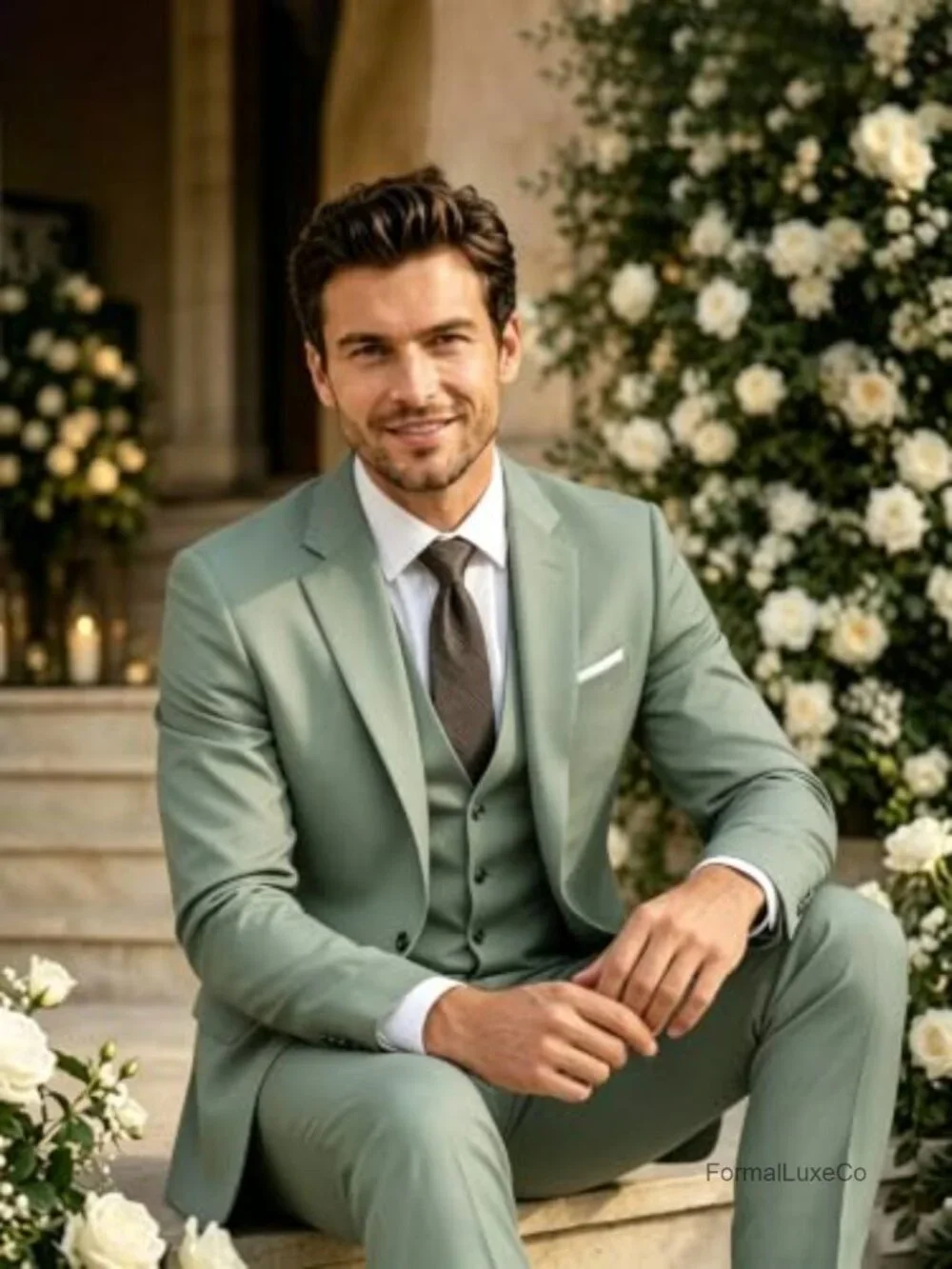 Men's 3 Piece Slim Fit Suit Set - Formal Business Wedding Tuxedo